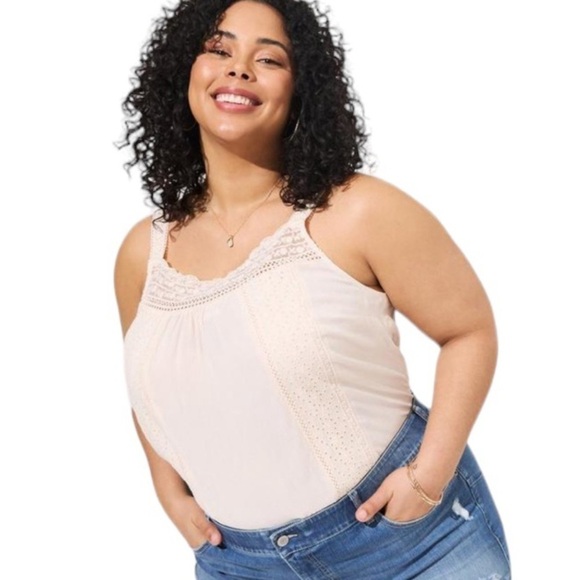 Torrid Washable Gauze Flowy Crochet Trim Cami - Picture 1 of 10